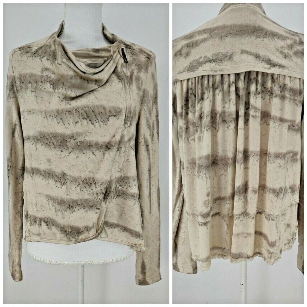 XCVI Womens Size XS Asymmetrical Zip Tie Dye Jacket Cardigan Hi Low Raw Hem Gray